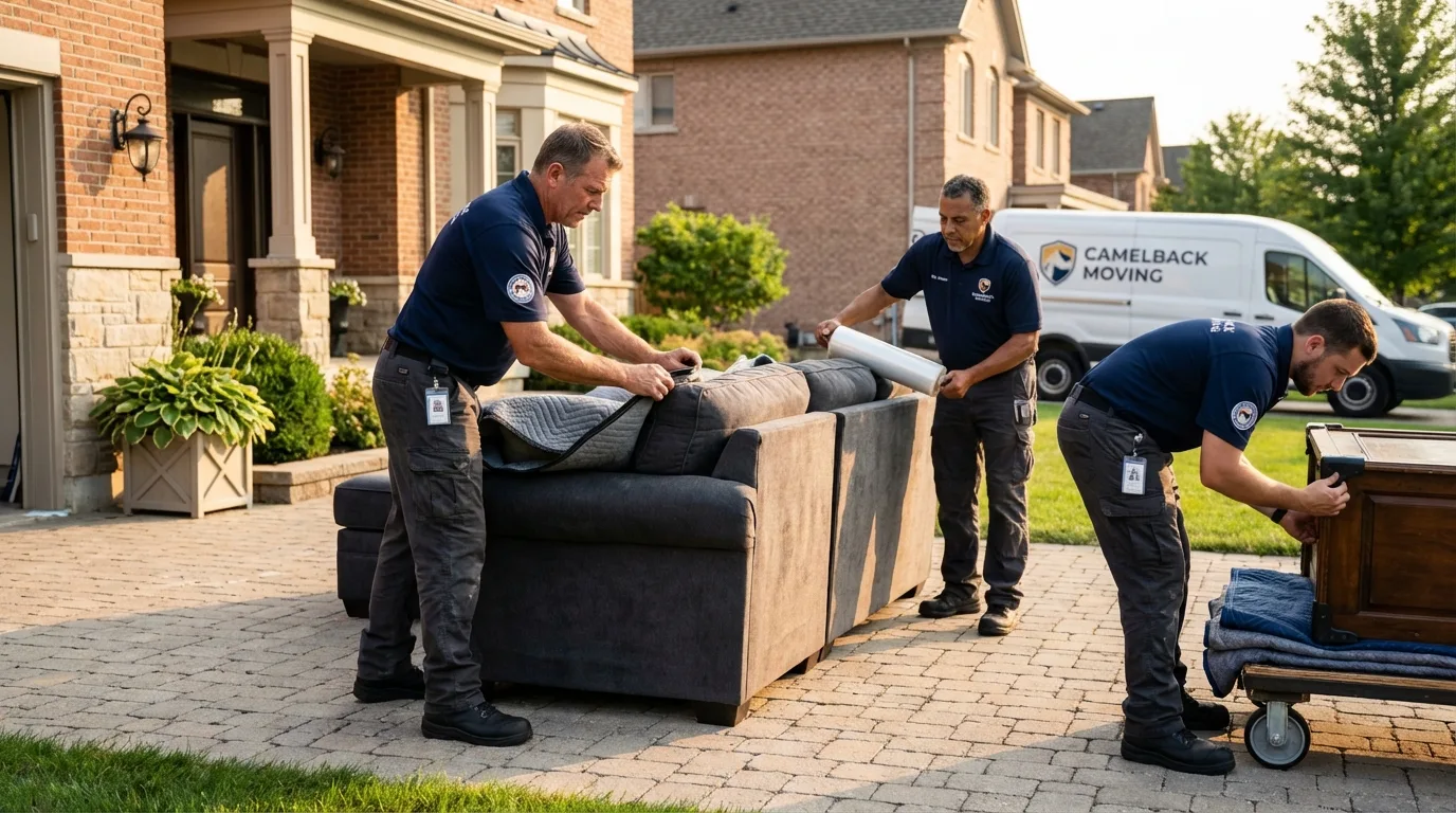 Large estate moving crew wrapping furniture in Zachary, LA